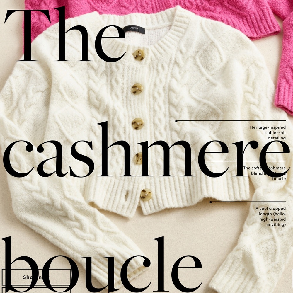 J. Crew Women's White Cashmere Boucle Sweater